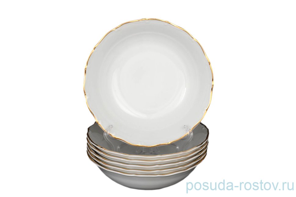 Набор салатников 19 см 6 шт Bohemia Porcelan Moritz Zdekauer 1810 s.r.o. "Офелия /Золотая отводка" / 013600 Набор салатников 19 см 6 шт Bohemia Porcelan Moritz Zdekauer 1810 s.r.o. "Офелия /Золотая отводка" / 013600