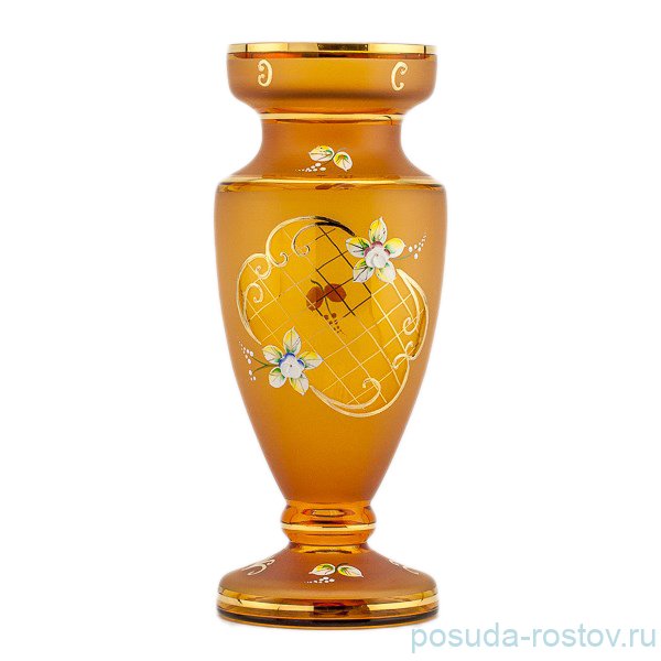 Ваза для цветов 30 см матово-янтарная "Лепка" / 036737
