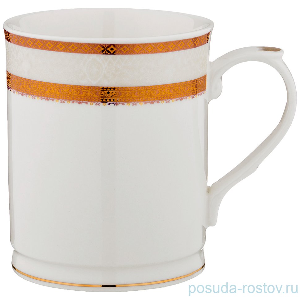 Кружка 400 мл "Узор на бежевом /Золотые ленты" / 190764