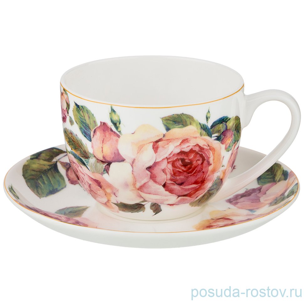 Чайная пара 250 мл 1 шт белая "Винтаж" / 202735