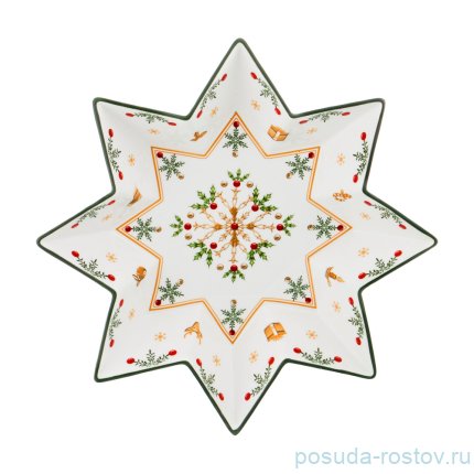 Салатник 26 см Звезда &quot;Christmas Collection /Снежинка зелёная&quot; / 192434