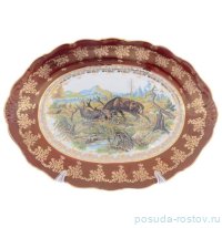 Блюдо 36 см овальное &quot;Корона /Аристократ /Охота красная&quot; / 273508