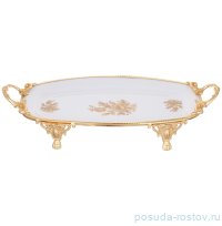 Блюдо 38,5 х 19,5 см прямоугольное н/н с ручками &quot;Роза&quot; / 333588