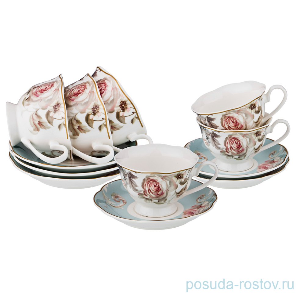 Набор чайных пар 200 мл 6 шт "чайная роза" / 195464