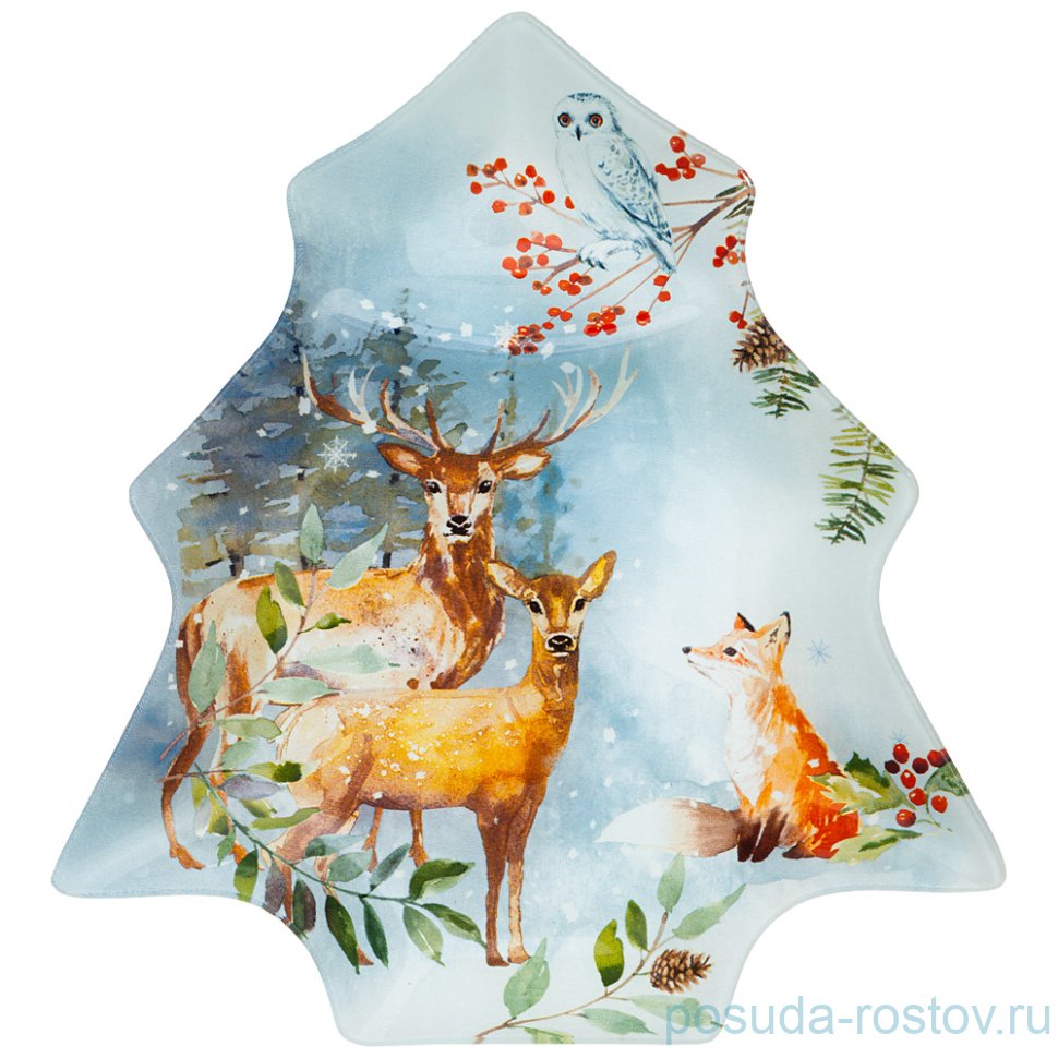 Блюдо 25 см ёлка "зимняя сказка /звери" / 268471