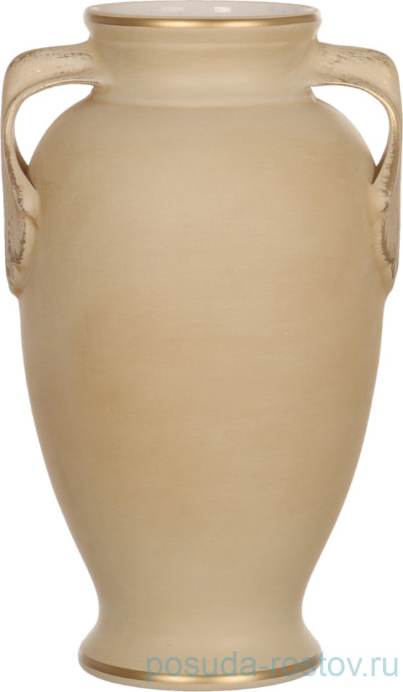Ваза для цветов 33 см с ручками бежевая "ирис" / 193611 Ваза для цветов 33 см с ручками бежевая "ирис" / 193611