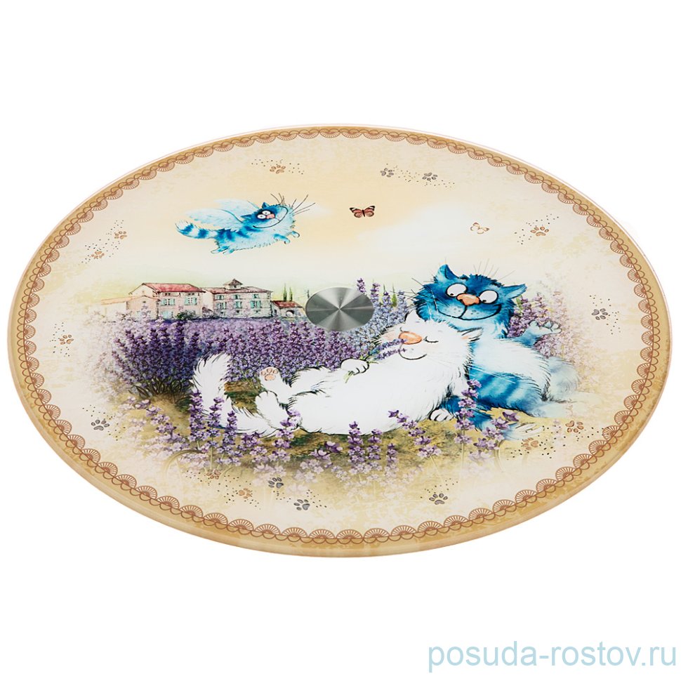 Блюдо 32 х 3 см вращающееся круглое "Синие коты" / 224880