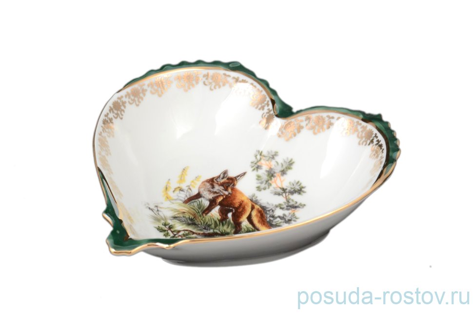 Салатник 15 см сердце "Корона /Охота зелёная" / 042339