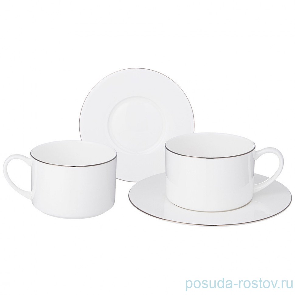 Набор чайных пар 300 мл 2 шт "Кристал платинум" / 336386