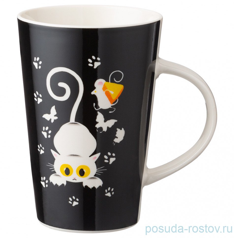 Кружка 450 мл чёрная "котомания" / 269370