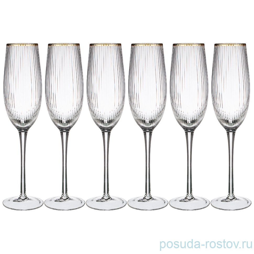 Бокалы для шампанского 250 мл 6 шт "Рим /Отводка золото" / 192966 Бокалы для шампанского 250 мл 6 шт "Рим /Отводка золото" / 192966
