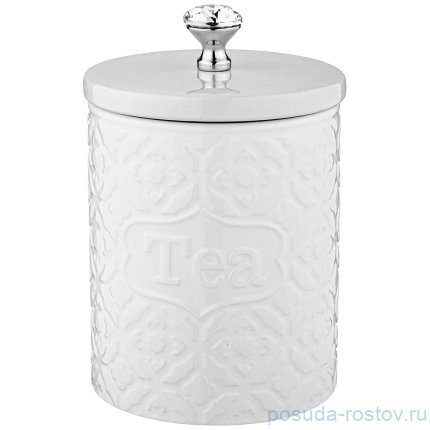 Банка 11 х 11 х 14 см белая Чай &quot;CRYSTAL&quot; / 256890