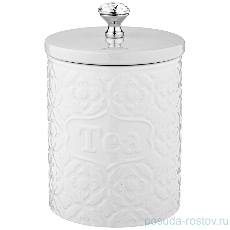 Банка 11 х 11 х 14 см белая Чай "CRYSTAL" / 256890