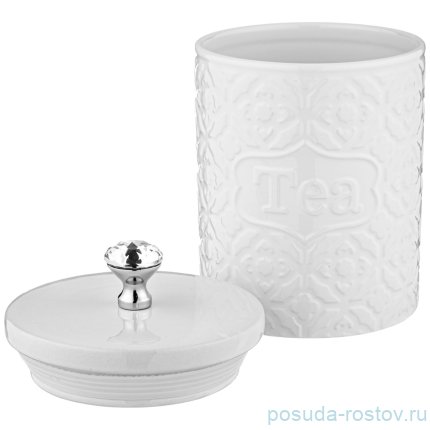 Банка 11 х 11 х 14 см белая Чай &quot;CRYSTAL&quot; / 256890