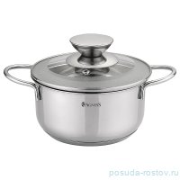 Кастрюля 16 х 8,5 см со стеклянной крышкой индукция 1,45 л &quot;agness&quot; / 196245