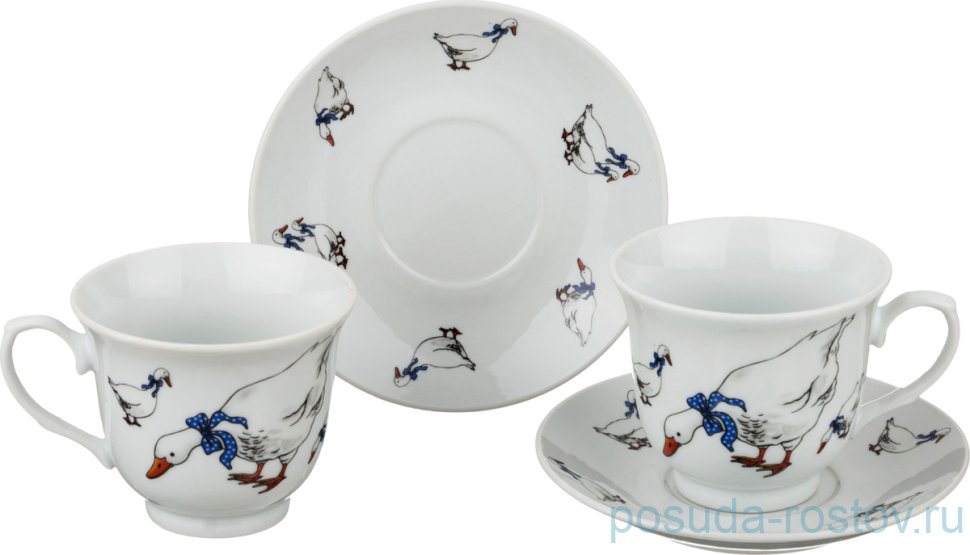 Набор чайных пар 220 мл 2 шт "Гуси" / 194414 Набор чайных пар 220 мл 2 шт "Гуси" / 194414