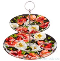Этажерка для яиц 23 см 2-х ярусная чёрная &quot;Маки&quot; (18, 25 см) / 289552