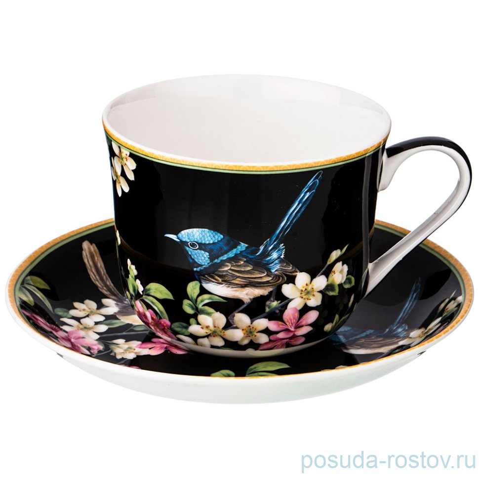 Чайная пара 500 мл 1 шт чёрная "Цветущий сад" / 209320 Чайная пара 500 мл 1 шт чёрная "Цветущий сад" / 209320