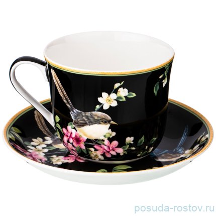 Чайная пара 500 мл 1 шт чёрная &quot;Цветущий сад&quot; / 209320