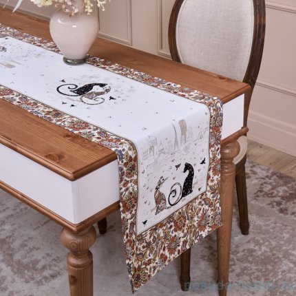 ДОРОЖКА ПАРИЖСКИЕ КОТЫ,40Х146СМ, БЕЛЫЙ,100% ХЛОПОК,ТВИЛ / 368387