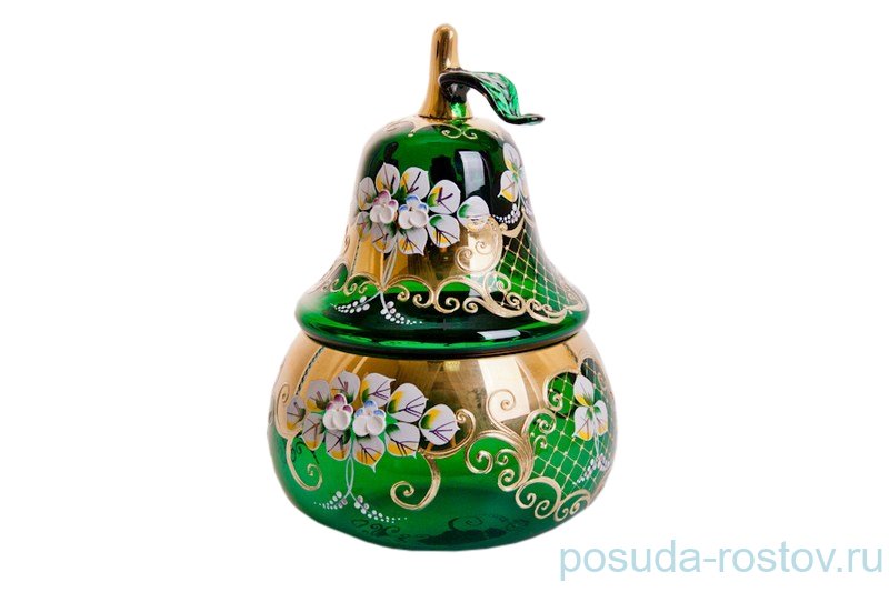 Ваза с крышкой - груша "Лепка зелёная" большая / 046757