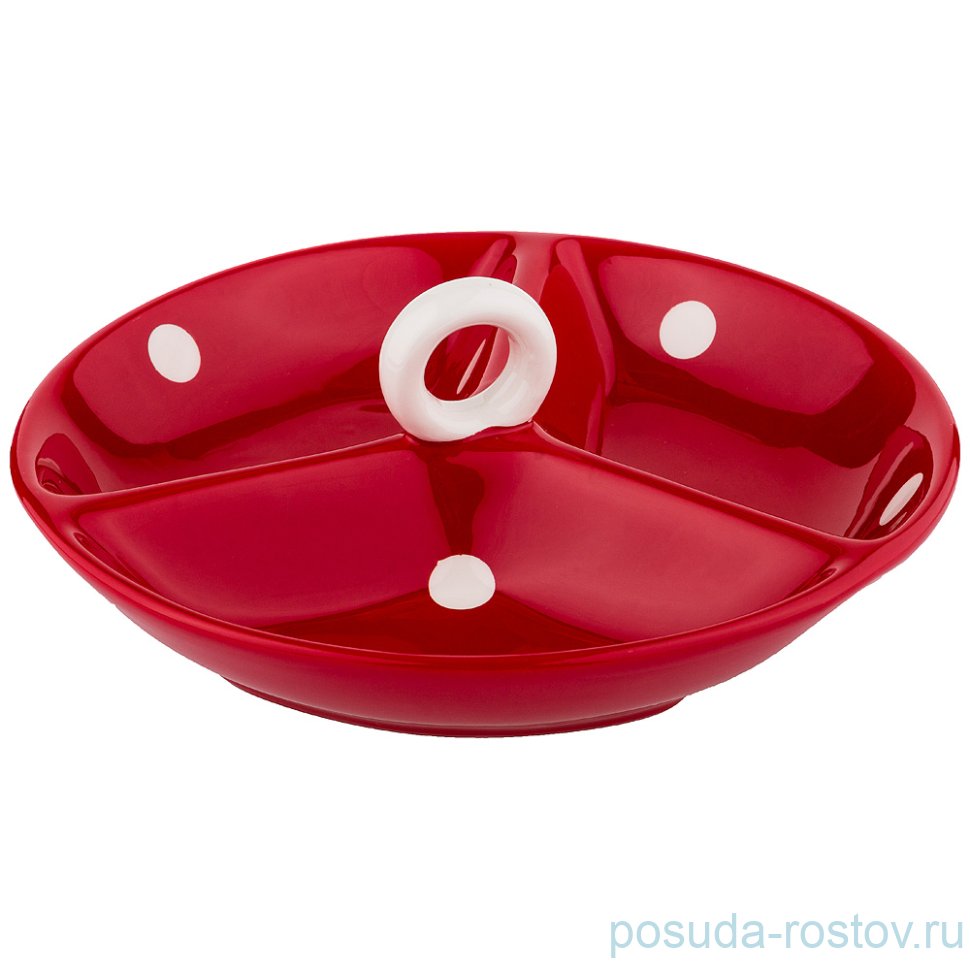 Менажница 22 х 7,5 см с ручкой "горошек" / 190275 Менажница 22 х 7,5 см с ручкой "горошек" / 190275