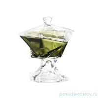 Ваза для конфет 23 см с крышкой н/н &quot;Оригами /Оливковая&quot; / 155638