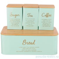 Хлебница 34 х 18 х 12,5 см + банки для сыпучих продуктов 10 х 10 х 14 см 3 шт &quot;Agness&quot; / 255346