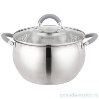Кастрюля 24 х 13,5 см со стеклянной крышкой 6,2 л &quot;Apple&quot; серые ручки / 275420