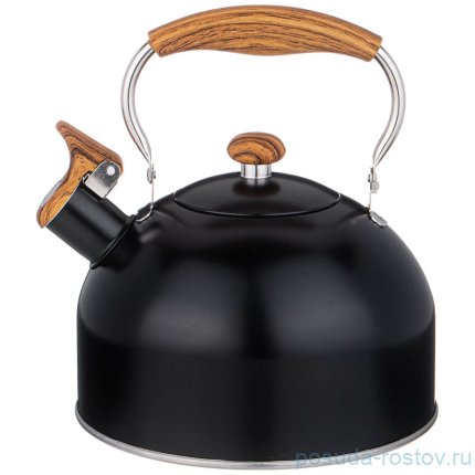 Чайник 2,5 л со свистком индукция чёрный Agness / 337403
