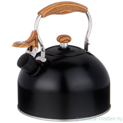 Чайник 2,5 л со свистком индукция чёрный Agness / 337403