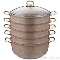 Кастрюля-мантоварка 28 см со стеклянной крышкой антипригарное покрытие 6,1 л &quot;Agness&quot; / 244475