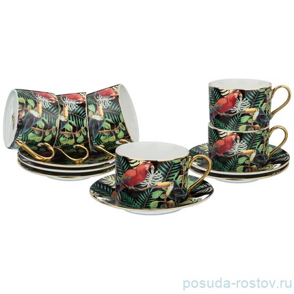Набор чайных пар 180 мл 6 шт &quot;тропические птицы&quot; / 195031