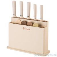 Набор 10 предметов (5 ножей, 4 доски и подставка) Agness / 341784