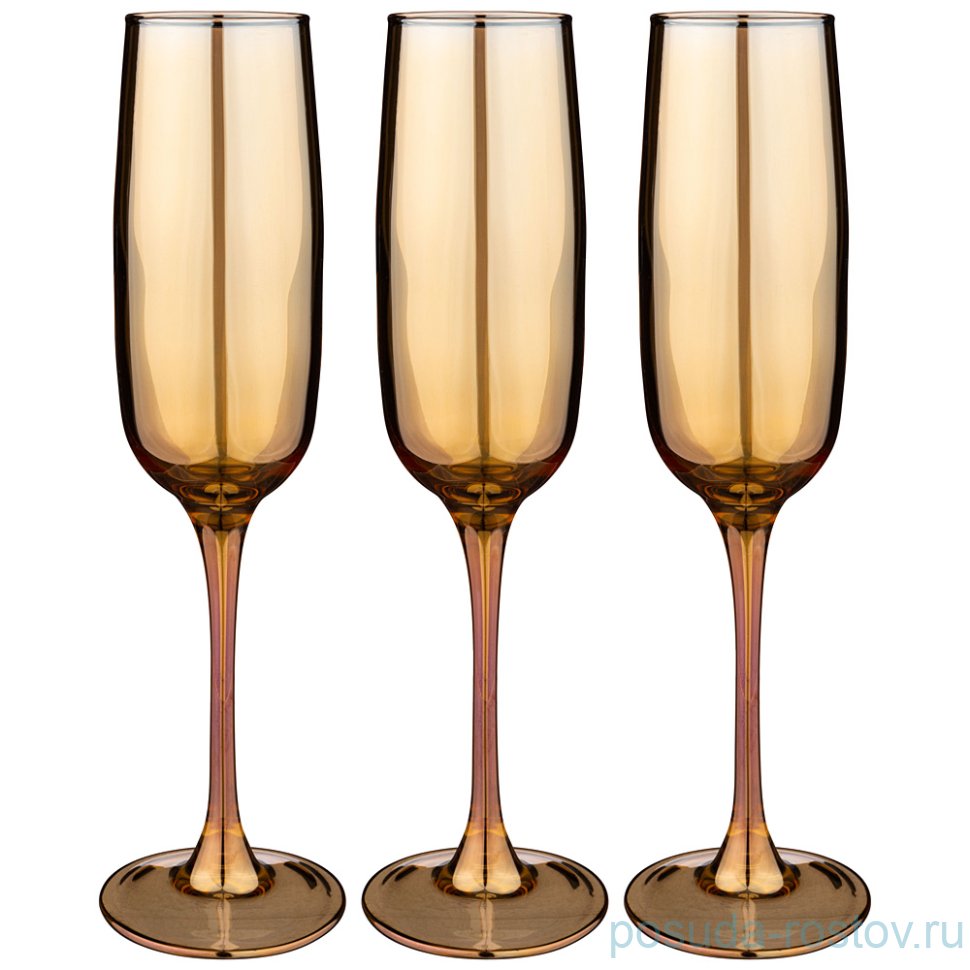 Бокалы для шампанского 175 мл 3 шт "Гречишный мед" / 252578 Бокалы для шампанского 175 мл 3 шт "Гречишный мед" / 252578