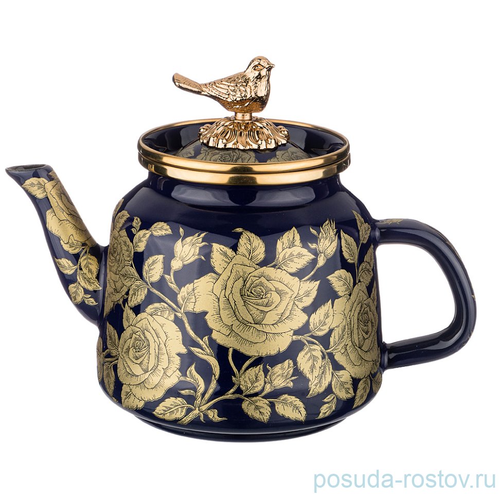 Чайник 1 л эмалированный кобальт "Agness /Ренессанс /Розы" / 212479