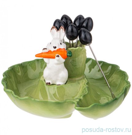 Менажница 17 см с 6 вилочками &quot;Кролик&quot; / 282878