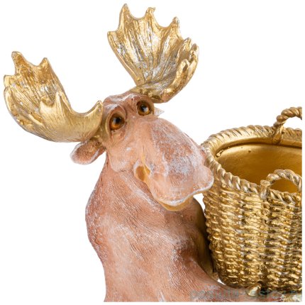 Фигурка 31 х 36 см &quot;Лось с корзиной&quot; золото / 271173