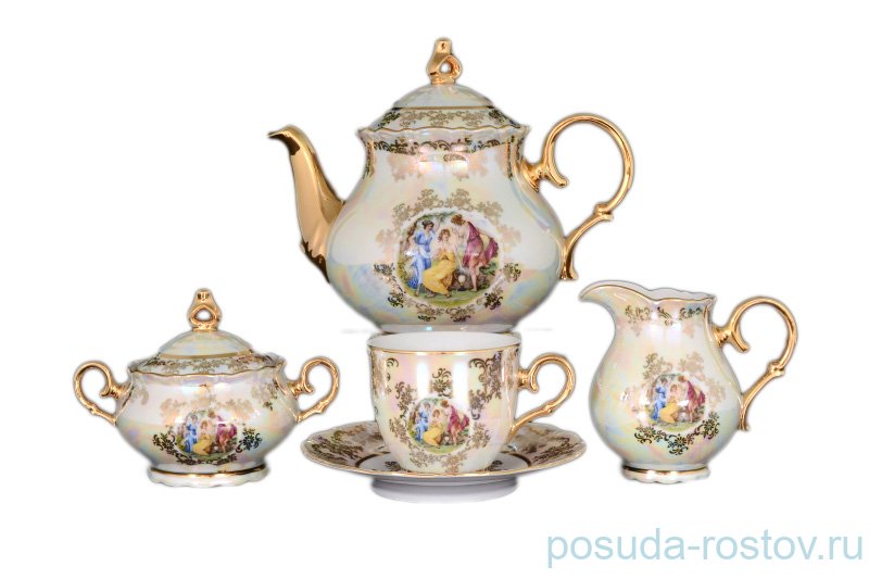 Чайный сервиз на 6 персон 15 предметов "Офелия /Мадонна перламутр" / 027452