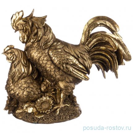 Фигурка 24 х 26 см &quot;Петух с курицей&quot; /бронза с позолотой / 273633