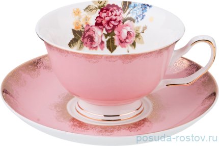 Набор чайных пар 200 мл 6 шт &quot;Букет /Розовый&quot; / 189685