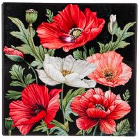 Подставка под горячее 16 х 16 см чёрная &quot;Маки&quot; / 254876