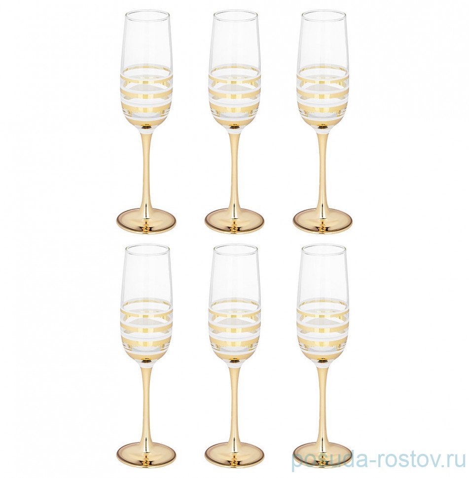 Бокалы для шампанского 175 мл 6 шт "Line gold" / 298436 Бокалы для шампанского 175 мл 6 шт "Line gold" / 298436