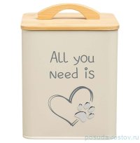 Банка для хранения корма 14 х 14 х 16 см с мерной ложкой 3 л Agness / 377969