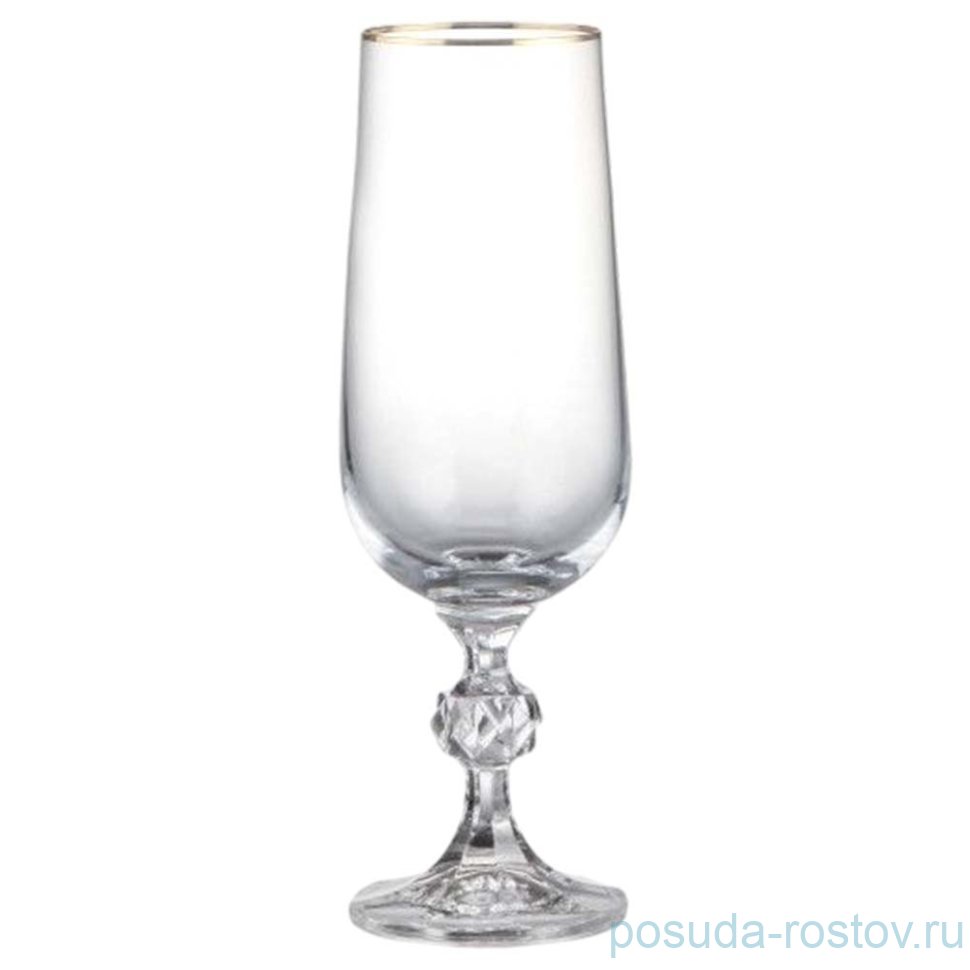 Бокалы для шампанского 180 мл 6 шт "Клаудия /Отводка золото" / 005635