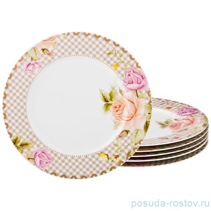 Набор тарелок 27 см 6 шт &quot;Две розы&quot; / 193978