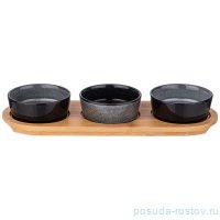 Набор соусников 60 мл 3 шт на деревянной подставке 26 х 9,2 х 3,5 см &quot;Graphite&quot; / 337635
