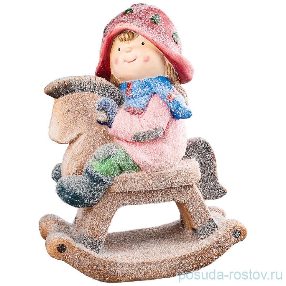 Фигурка 24 х 18 х 36 см "Девочка на лошадке-качалке" / 270446