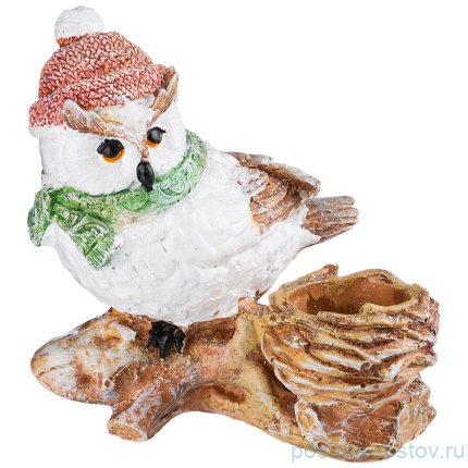 Подсвечник 15 х 15 см &quot;Совенок на коряге /новогодний&quot; / 271184