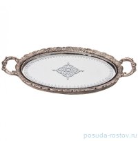 Поднос 41,4 х 23,2 х 3,5 см овальный с ручками &quot;Рококо&quot; серебрение / 313495